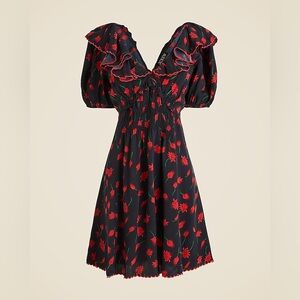 NWT J. Crew Ruffle-Collar Mini Dress in Painted Daisy Print, #CK290, Large (14)